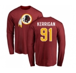 Football Washington Redskins #91 Ryan Kerrigan Maroon Name & Number Logo Long Sleeve T-Shirt