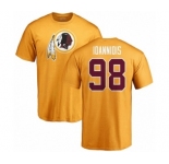 NFL Nike Washington Redskins #98 Matt Ioannidis Gold Name & Number Logo T-Shirt
