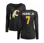 Football Women Washington Redskins #7 Dwayne Haskins Black Name & Number Logo Long Sleeve T-Shirt