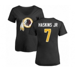 Football Women Washington Redskins #7 Dwayne Haskins Black Name & Number Logo T-Shirt