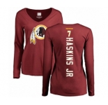 Football Women Washington Redskins #7 Dwayne Haskins Maroon Backer Long Sleeve T-Shirt
