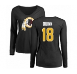 Football Women's Washington Redskins #18 Trey Quinn Black Name & Number Logo Long Sleeve T-Shirt