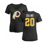 Football Women's Washington Redskins #20 Landon Collins Black Name & Number Logo T-Shirt
