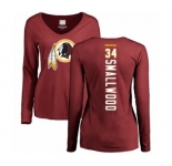 Football Women's Washington Redskins #34 Wendell Smallwood Maroon Backer Long Sleeve T-Shirt