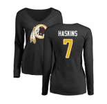 Football Women's Washington Redskins #7 Dwayne Haskins Black Name & Number Logo Long Sleeve T-Shirt