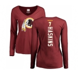 Football Women's Washington Redskins #7 Dwayne Haskins Maroon Backer Long Sleeve T-Shirt