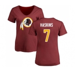 Football Women's Washington Redskins #7 Dwayne Haskins Maroon Name & Number Logo T-Shirt