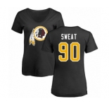 Football Women's Washington Redskins #90 Montez Sweat Black Name & Number Logo T-Shirt
