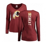 Football Women's Washington Redskins #90 Montez Sweat Maroon Backer Long Sleeve T-Shirt