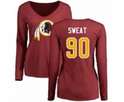 Football Women's Washington Redskins #90 Montez Sweat Maroon Name & Number Logo Long Sleeve T-Shirt