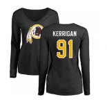 Football Women's Washington Redskins #91 Ryan Kerrigan Black Name & Number Logo Long Sleeve T-Shirt