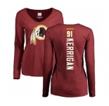 Football Women's Washington Redskins #91 Ryan Kerrigan Maroon Backer Long Sleeve T-Shirt