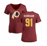 Football Women's Washington Redskins #91 Ryan Kerrigan Maroon Name & Number Logo T-Shirt