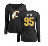 NFL Women's Nike Washington Redskins #95 Da'Ron Payne Black Name & Number Logo Long Sleeve T-Shirt