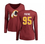 NFL Women's Nike Washington Redskins #95 Da'Ron Payne Maroon Name & Number Logo Long Sleeve T-Shirt