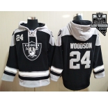 Men's Las Vegas Raiders #24 Charles Woodson NEW Black 2020 Inaugural Season Pocket Stitched NFL Pullover Hoodie