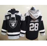 Men's Las Vegas Raiders 28 Josh Jacobs NEW Black Pocket Stitched NFL Pullover Hoodie
