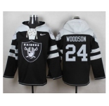Nike Oakland Raiders #24 Charles Woodson Black Player Pullover Hoodie