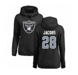 Football Women's Oakland Raiders #28 Josh Jacobs Black Name & Number Logo Pullover Hoodie