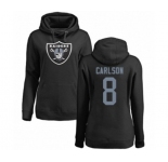 Football Women's Oakland Raiders #8 Daniel Carlson Black Name & Number Logo Pullover Hoodie