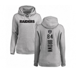 Football Women's Oakland Raiders #84 Antonio Brown Ash Backer Pullover Hoodie