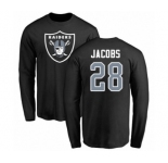 Football Oakland Raiders #28 Josh Jacobs Black Name & Number Logo Long Sleeve T-Shirt