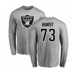 Football Oakland Raiders #73 Maurice Hurst Ash Name & Number Logo Long Sleeve T-Shirt