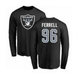 Football Oakland Raiders #96 Clelin Ferrell Black Name & Number Logo Long Sleeve T-Shirt
