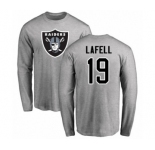 NFL Nike Oakland Raiders #19 Brandon LaFell Ash Name & Number Logo Long Sleeve T-Shirt