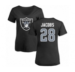 Football Women's Oakland Raiders #28 Josh Jacobs Black Name & Number Logo T-Shirt