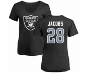 Football Women's Oakland Raiders #28 Josh Jacobs Black Name & Number Logo T-Shirt