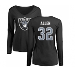 Football Women's Oakland Raiders #32 Marcus Allen Black Name & Number Logo Long Sleeve T-Shirt