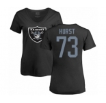 Football Women's Oakland Raiders #73 Maurice Hurst Black Name & Number Logo T-Shirt