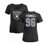 Football Women's Oakland Raiders #96 Clelin Ferrell Black Name & Number Logo T-Shirt