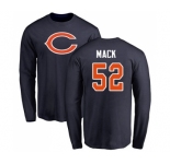 NFL Nike Chicago Bears #52 Khalil Mack Navy Blue Name & Number Logo Long Sleeve T-Shirt