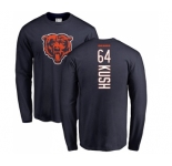 NFL Nike Chicago Bears #64 Eric Kush Navy Blue Backer Long Sleeve T-Shirt