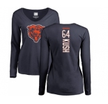 NFL Women's Nike Chicago Bears #64 Eric Kush Navy Blue Backer Long Sleeve T-Shirt