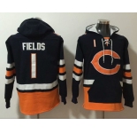 Men's Chicago Bears #1 Justin Fields Black Ageless Must-Have Lace-Up Pullover Hoodie