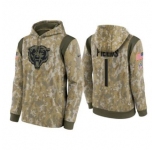 Men's Chicago Bears #1 Justin Fields Camo 2021 Salute To Service Therma Performance Pullover Hoodie