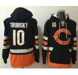 Men's Chicago Bears #10 Mitchell Trubisky NEW Navy Blue Pocket Stitched NFL Pullover Hoodie