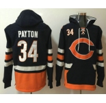 Men's Chicago Bears #34 Walter Payton NEW Navy Blue Pocket Stitched NFL Pullover Hoodie