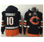 Nike Bears #10 Mitchell Trubisky Navy Blue Orange Name & Number Pullover NFL Hoodie