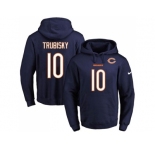 Nike Chicago Bears #10 Mitchell Trubisky Navy Blue Name & Number Pullover NFL Hoodie
