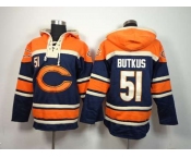 nike nfl jerseys chicago bears #51 butkus orange-blue[pullover hooded sweatshirt]