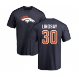 NFL Nike Denver Broncos #30 Phillip Lindsay Navy Blue Name & Number Logo T-Shirt
