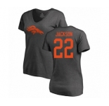 Football Women's Denver Broncos #22 Kareem Jackson Ash One Color T-Shirt