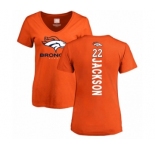 Football Women's Denver Broncos #22 Kareem Jackson Orange Backer T-Shirt