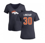 NFL Women's Nike Denver Broncos #30 Phillip Lindsay Navy Blue Name & Number Logo T-Shirt