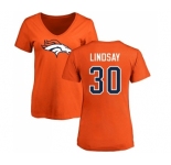 NFL Women's Nike Denver Broncos #30 Phillip Lindsay Orange Name & Number Logo T-Shirt