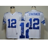Dallas Cowboys 12# Roger Staubach Blue Throwback Jersey(Signed)